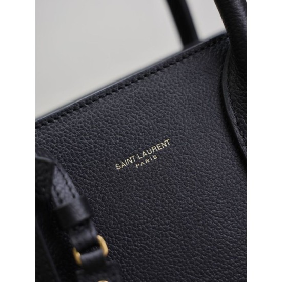 Replica Perfetta Borsa tote Sac De Jour piccola/media/grande YSL Saint Laurent nera hardware dorato Imitazioni Fake