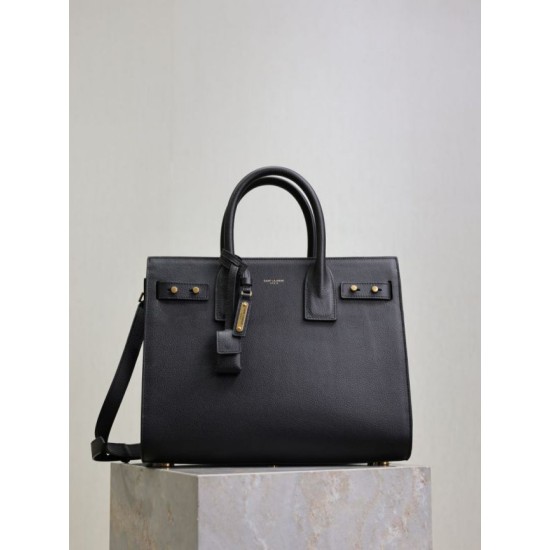Replica Perfetta Borsa tote Sac De Jour piccola/media/grande YSL Saint Laurent nera hardware dorato Imitazioni Fake
