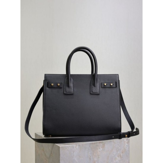 Replica Perfetta Borsa tote Sac De Jour piccola/media/grande YSL Saint Laurent nera hardware dorato Imitazioni Fake
