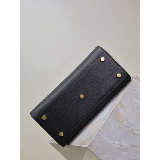 Replica Perfetta Borsa tote Sac De Jour piccola/media/grande YSL Saint Laurent nera hardware dorato Imitazioni Fake