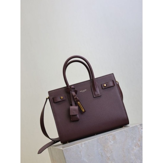 Replica Perfetta Borsa tote Sac De Jour piccola/media/grande YSL Saint Laurent Borgogna Imitazioni Fake