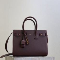 Replica Perfetta Borsa tote Sac De Jour piccola/media/grande YSL Saint Laurent Borgogna Imitazioni Fake