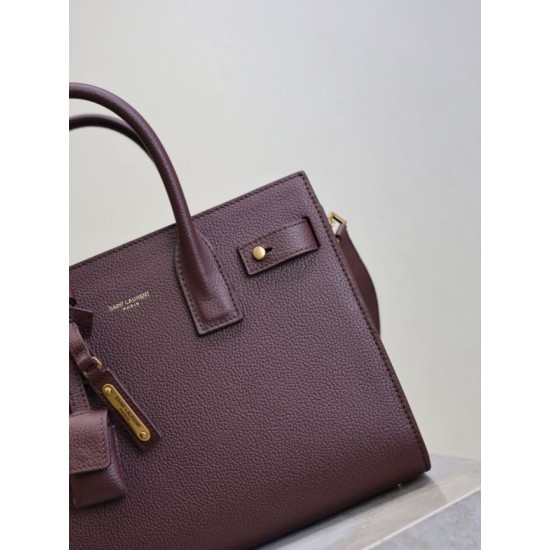 Replica Perfetta Borsa tote Sac De Jour piccola/media/grande YSL Saint Laurent Borgogna Imitazioni Fake