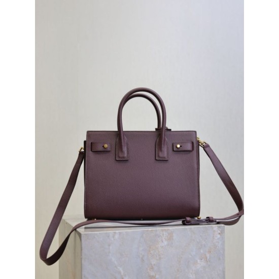 Replica Perfetta Borsa tote Sac De Jour piccola/media/grande YSL Saint Laurent Borgogna Imitazioni Fake