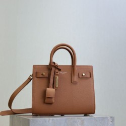 Replica Perfetta Borsa tote Sac De Jour piccola/media/grande YSL Saint Laurent Marrone Imitazioni Fake