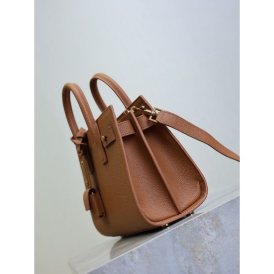 Replica Perfetta Borsa tote Sac De Jour piccola/media/grande YSL Saint Laurent Marrone Imitazioni Fake