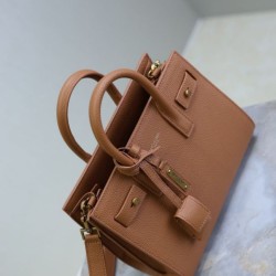 Replica Perfetta Borsa tote Sac De Jour piccola/media/grande YSL Saint Laurent Marrone Imitazioni Fake