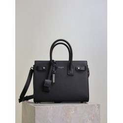 Replica Perfetta Borsa tote Sac De Jour piccola/media/grande YSL Saint Laurent nera hardware argento Imitazioni Fake