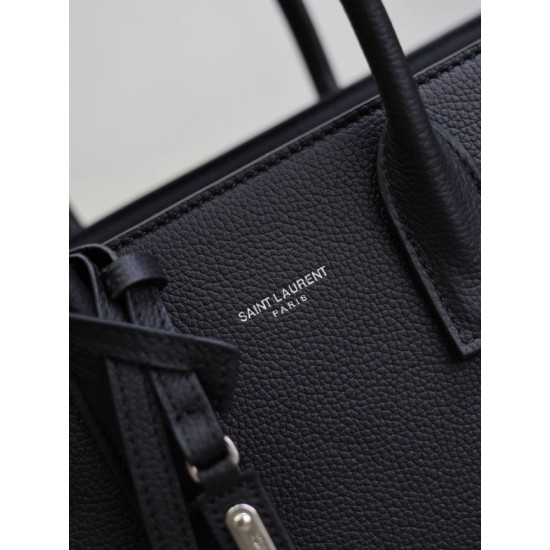 Replica Perfetta Borsa tote Sac De Jour piccola/media/grande YSL Saint Laurent nera hardware argento Imitazioni Fake