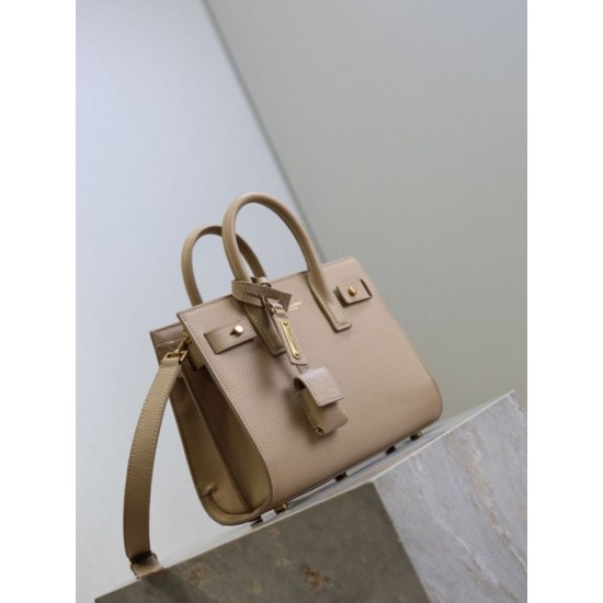 Replica Perfetta Borsa tote Sac De Jour piccola/media/grande YSL Saint Laurent Albicocca Imitazioni Fake