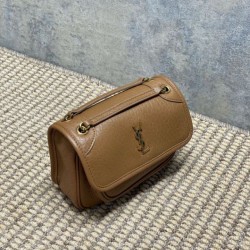 Replica Perfetta Borsa a tracolla YSL Saint Laurent Mini Classic Niki 18cm Marrone Imitazioni Fake