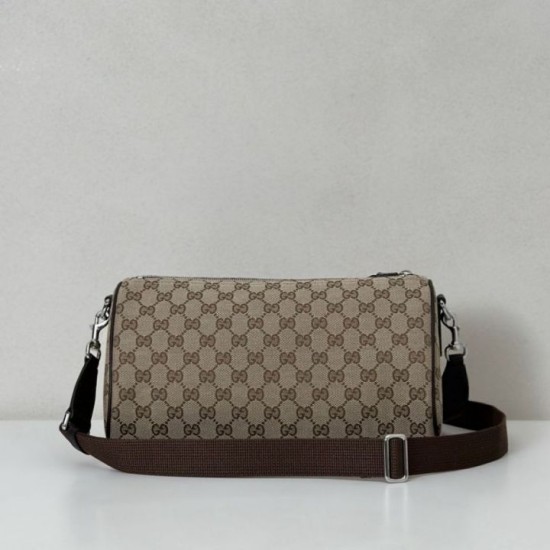 Replica Perfetta Borsa a tracolla cilindrica piccola da uomo Gucci in tela GG 834455 Imitazioni Fake