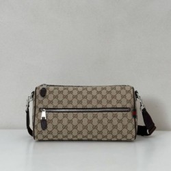 Replica Perfetta Borsa a tracolla cilindrica piccola da uomo Gucci in tela GG 834455 Imitazioni Fake