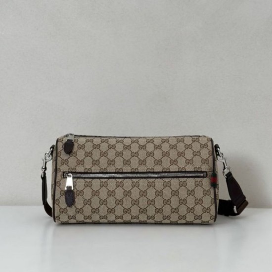 Replica Perfetta Borsa a tracolla cilindrica piccola da uomo Gucci in tela GG 834455 Imitazioni Fake