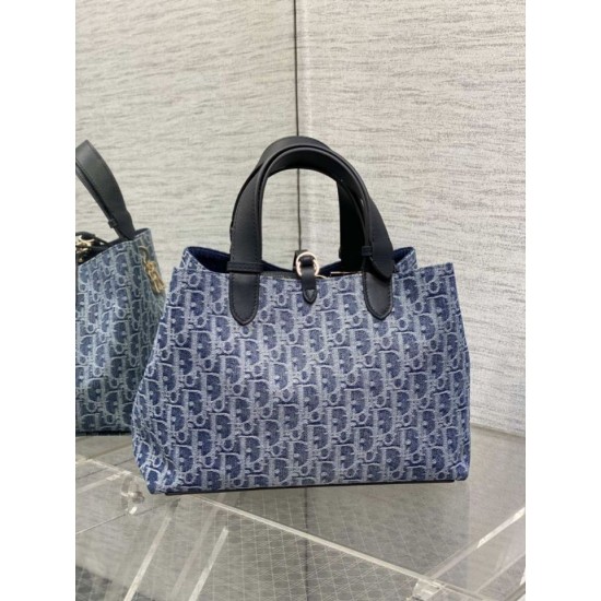 Replica Perfetta Borsa Tote Dior Toujours piccola/media/grande blu denim Imitazioni Fake