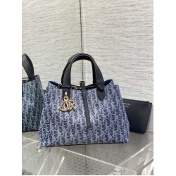 Replica Perfetta Borsa Tote Dior Toujours piccola/media/grande blu denim Imitazioni Fake