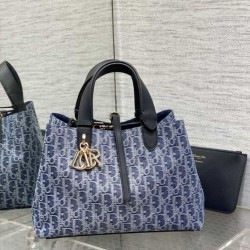 Replica Perfetta Borsa Tote Dior Toujours piccola/media/grande blu denim Imitazioni Fake