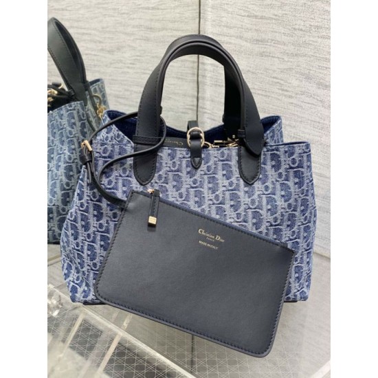 Replica Perfetta Borsa Tote Dior Toujours piccola/media/grande blu denim Imitazioni Fake
