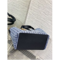 Replica Perfetta Borsa Tote Dior Toujours piccola/media/grande blu denim Imitazioni Fake