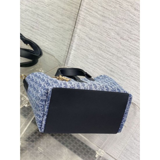 Replica Perfetta Borsa Tote Dior Toujours piccola/media/grande blu denim Imitazioni Fake