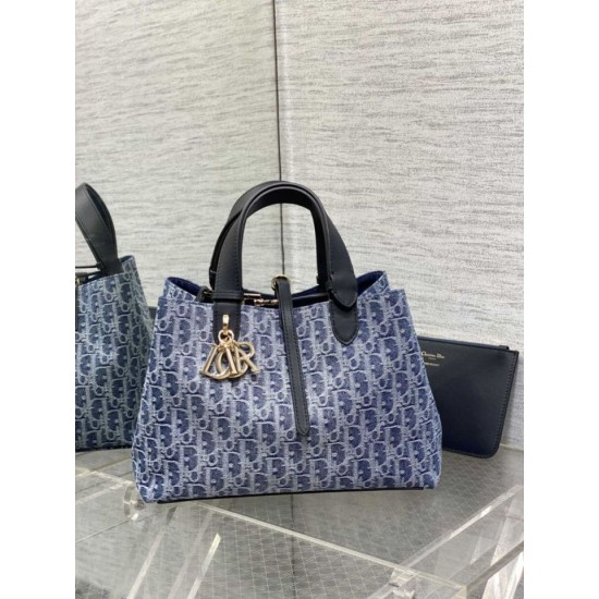 Replica Perfetta Borsa Tote Dior Toujours piccola/media/grande blu denim Imitazioni Fake