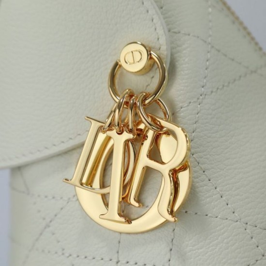 Replica Perfetta Borsa hobo Dior Voyage piccola/media piatta Macrocannage Bianco Imitazioni Fake