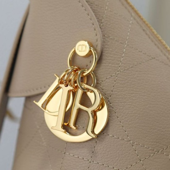Replica Perfetta Borsa hobo Dior Voyage piccola/media piatta Macrocannage Albicocca Imitazioni Fake