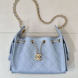 Replica Perfetta Borsa hobo piccola Chanel 25 AS5631 Blu Imitazioni Fake