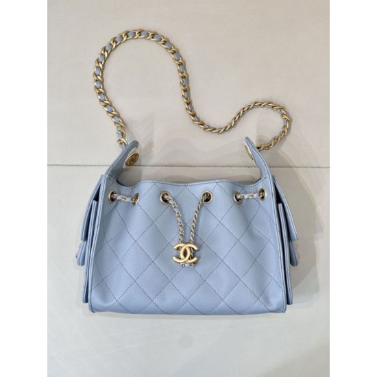 Replica Perfetta Borsa hobo piccola Chanel 25 AS5631 Blu Imitazioni Fake