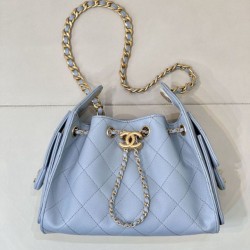 Replica Perfetta Borsa hobo piccola Chanel 25 AS5631 Blu Imitazioni Fake