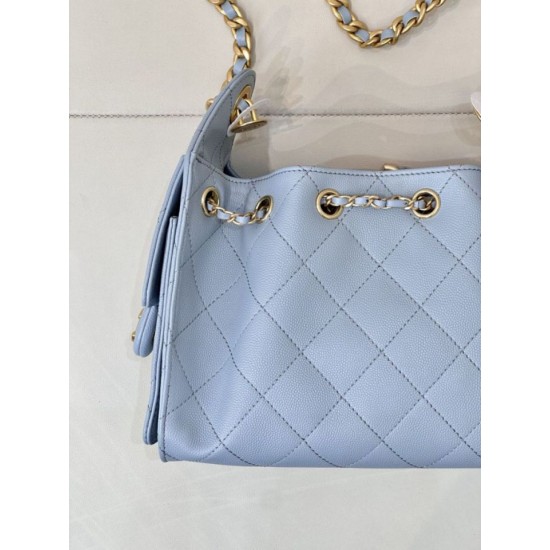 Replica Perfetta Borsa hobo piccola Chanel 25 AS5631 Blu Imitazioni Fake