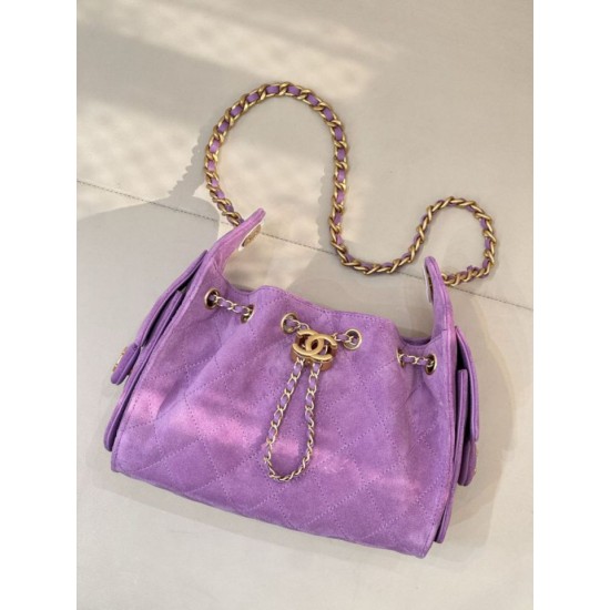 Replica Perfetta Borsa hobo piccola Chanel 25 AS5631 scamosciata viola Imitazioni Fake