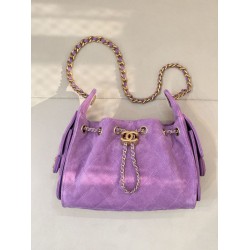 Replica Perfetta Borsa hobo piccola Chanel 25 AS5631 scamosciata viola Imitazioni Fake