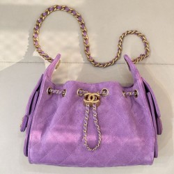 Replica Perfetta Borsa hobo piccola Chanel 25 AS5631 scamosciata viola Imitazioni Fake