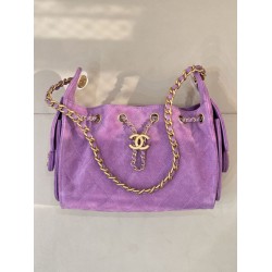 Replica Perfetta Borsa hobo piccola Chanel 25 AS5631 scamosciata viola Imitazioni Fake