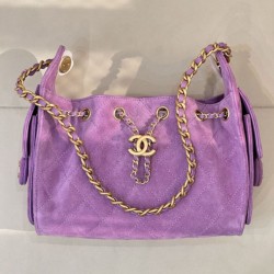 Replica Perfetta Borsa hobo piccola Chanel 25 AS5631 scamosciata viola Imitazioni Fake