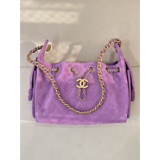 Replica Perfetta Borsa hobo piccola Chanel 25 AS5631 scamosciata viola Imitazioni Fake