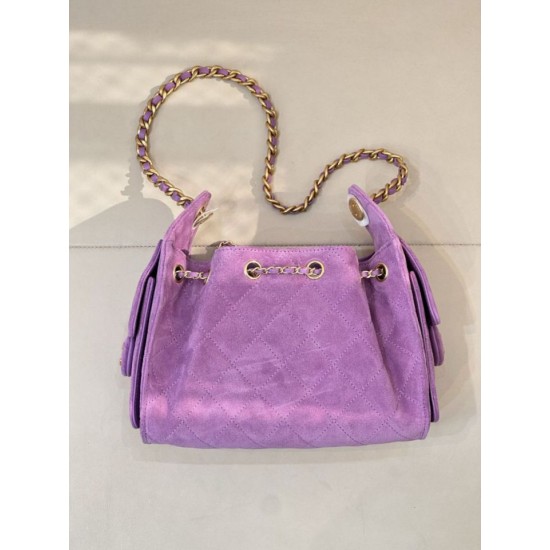 Replica Perfetta Borsa hobo piccola Chanel 25 AS5631 scamosciata viola Imitazioni Fake