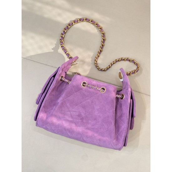 Replica Perfetta Borsa hobo piccola Chanel 25 AS5631 scamosciata viola Imitazioni Fake