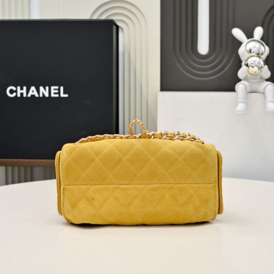 Replica Perfetta Borsa hobo piccola Chanel 25 AS5631 scamosciata giallo Imitazioni Fake