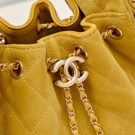 Replica Perfetta Borsa hobo piccola Chanel 25 AS5631 scamosciata giallo Imitazioni Fake