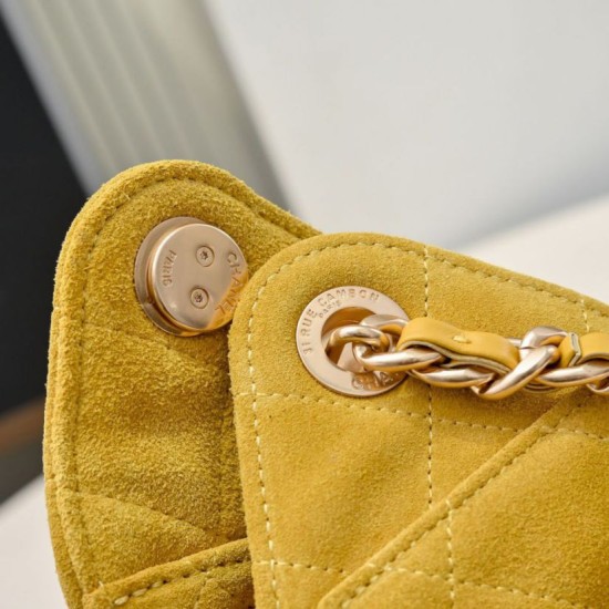 Replica Perfetta Borsa hobo piccola Chanel 25 AS5631 scamosciata giallo Imitazioni Fake