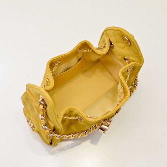 Replica Perfetta Borsa hobo piccola Chanel 25 AS5631 scamosciata giallo Imitazioni Fake