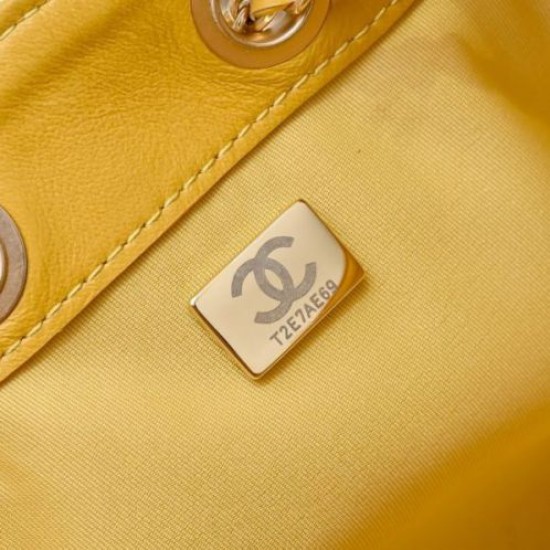 Replica Perfetta Borsa hobo piccola Chanel 25 AS5631 scamosciata giallo Imitazioni Fake