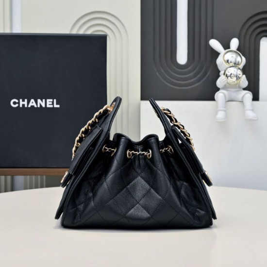 Replica Perfetta Borsa hobo piccola Chanel 25 AS5631 Nero Imitazioni Fake