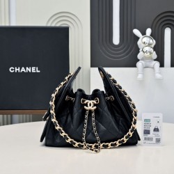 Replica Perfetta Borsa hobo piccola Chanel 25 AS5631 Nero Imitazioni Fake