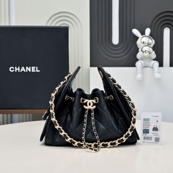 Replica Perfetta Borsa hobo piccola Chanel 25 AS5631 Nero Imitazioni Fake