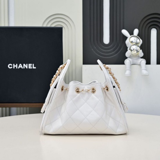 Replica Perfetta Borsa hobo piccola Chanel 25 AS5631 Bianco Imitazioni Fake