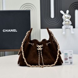 Replica Perfetta Borsa hobo piccola Chanel 25 AS5631 scamosciata Rosso scuro Imitazioni Fake