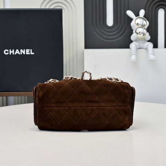 Replica Perfetta Borsa hobo piccola Chanel 25 AS5631 scamosciata Rosso scuro Imitazioni Fake
